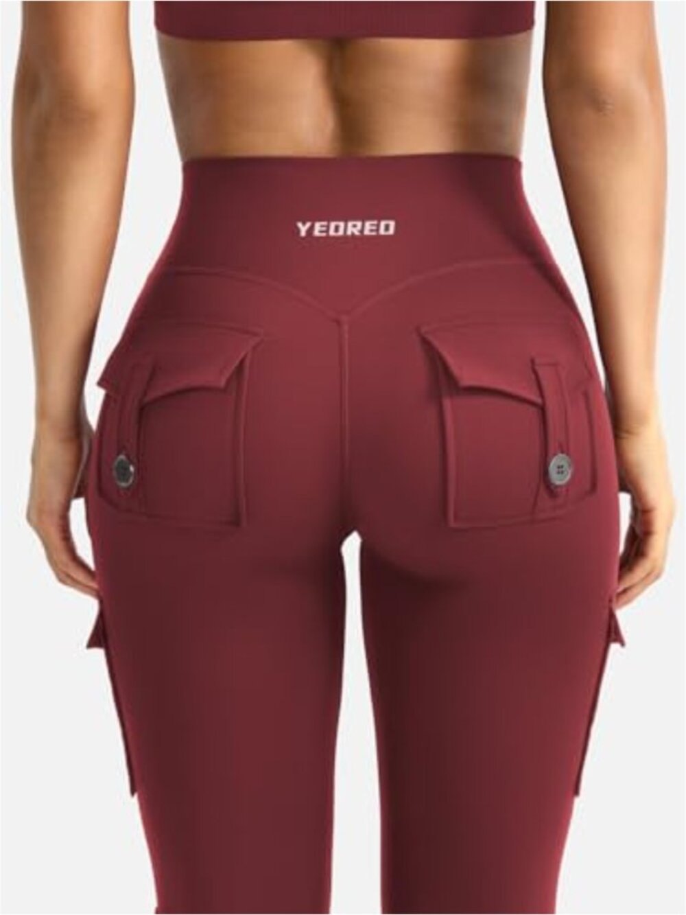 Flare Leggings High Rise Compression Hidden Scrunchie Bootcut Pockets - Picture 3 of 6